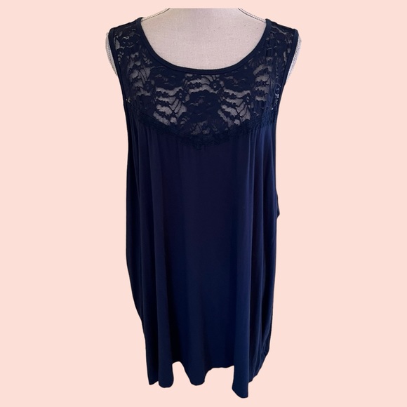 torrid Navy Blue Soft Crew Neck Lace Yoke Swing Tank 5X - Picture 1 of 7